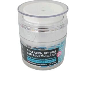SimplyVital Collagen Retinol Hyaluronic Acid Cream Anti-Aging Moisturize 1.7 Oz.